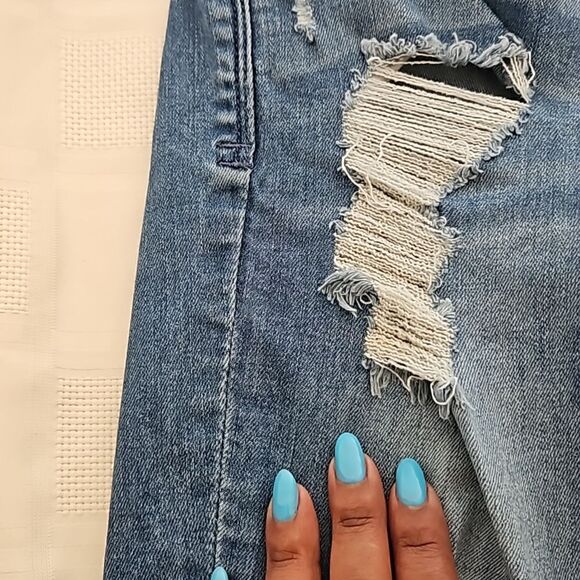 Bebe Women's Distressed Denim Jean 27 Light Blue Washed - Picture 16 of 16